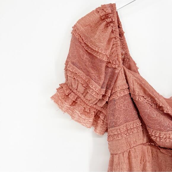 Show Me Your MuMu Honey Bun Tie Front Slit Leg Midi Dress M Pink - Picture 5 of 8